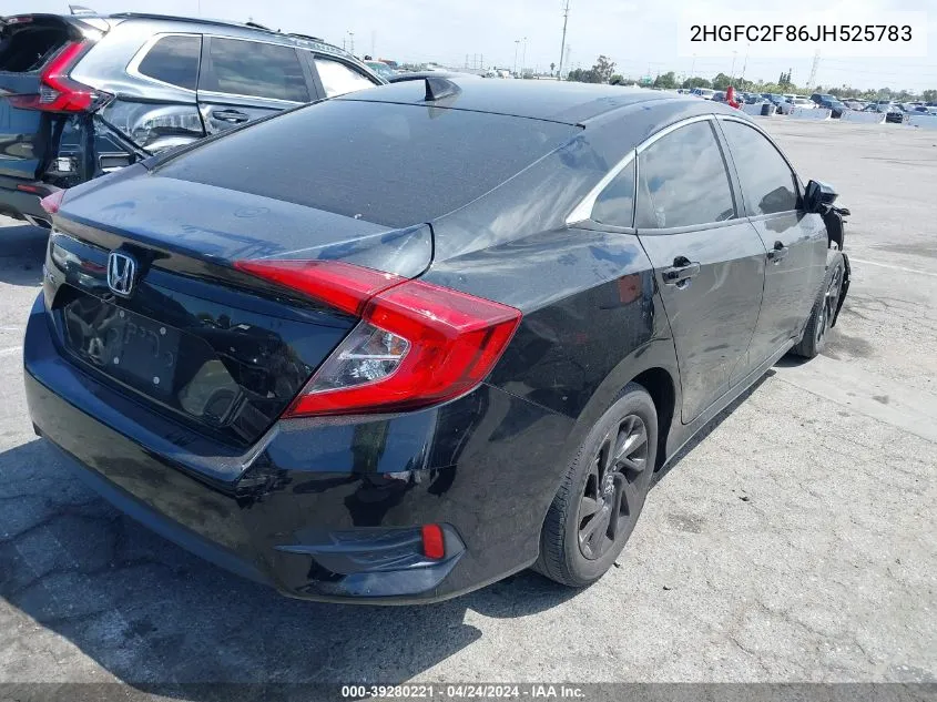 2018 Honda Civic Ex VIN: 2HGFC2F86JH525783 Lot: 39280221