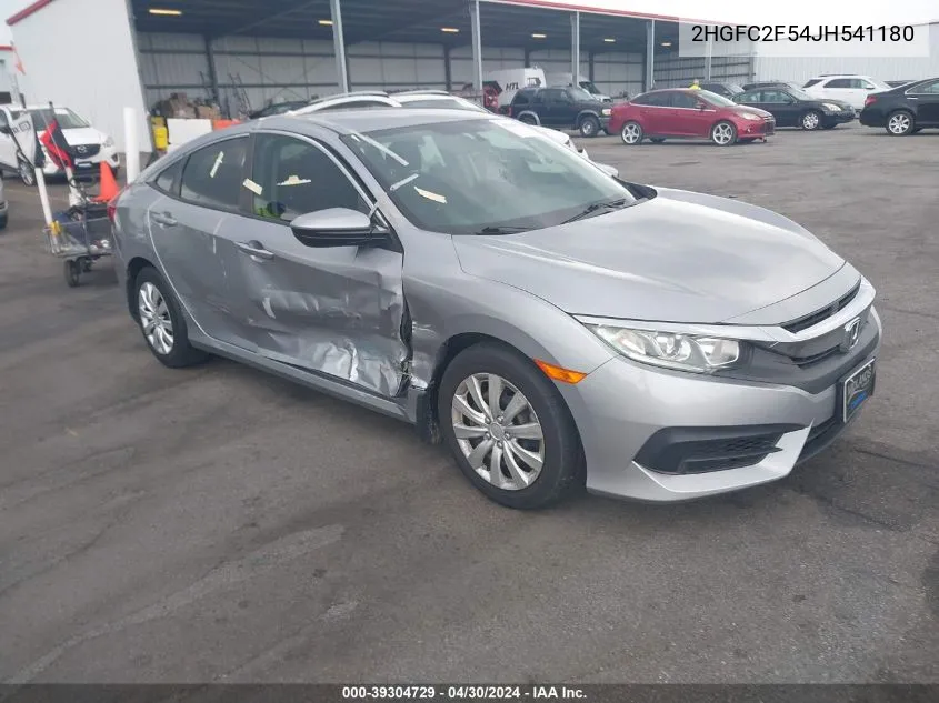 2018 Honda Civic Lx VIN: 2HGFC2F54JH541180 Lot: 39304729