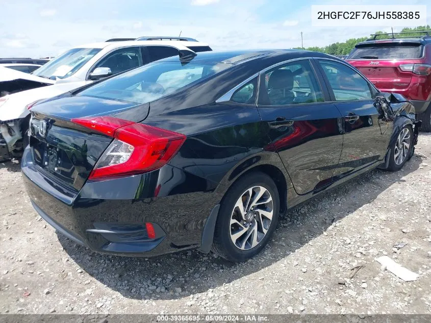 2018 Honda Civic Ex VIN: 2HGFC2F76JH558385 Lot: 39365695