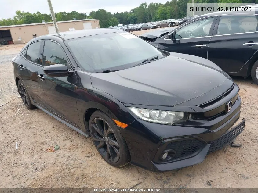 2018 Honda Civic Sport VIN: SHHFK7H42JU205020 Lot: 39582540