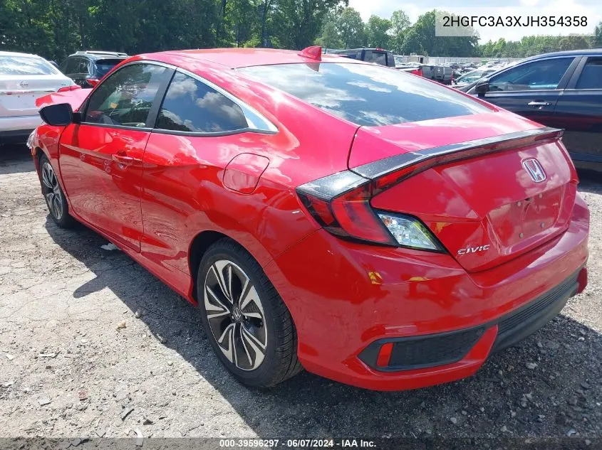 2018 Honda Civic Ex-T VIN: 2HGFC3A3XJH354358 Lot: 39596297