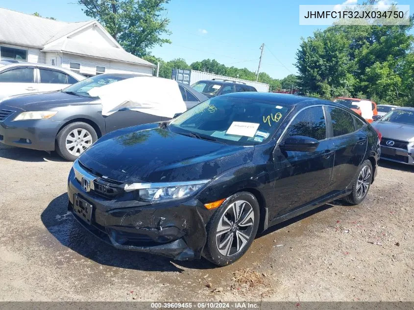 2018 Honda Civic Ex-T VIN: JHMFC1F32JX034750 Lot: 39609455