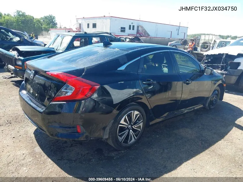 2018 Honda Civic Ex-T VIN: JHMFC1F32JX034750 Lot: 39609455