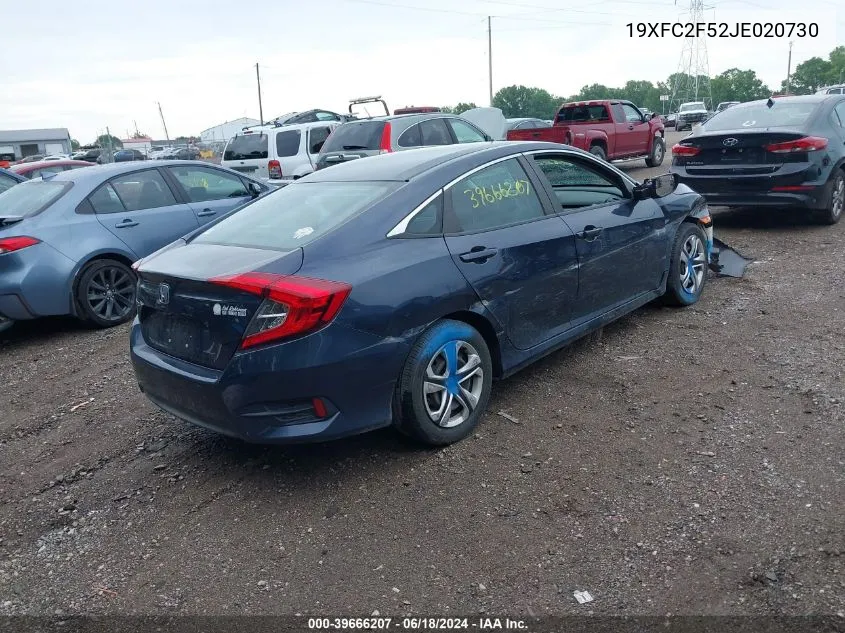 2018 Honda Civic Lx VIN: 19XFC2F52JE020730 Lot: 39666207