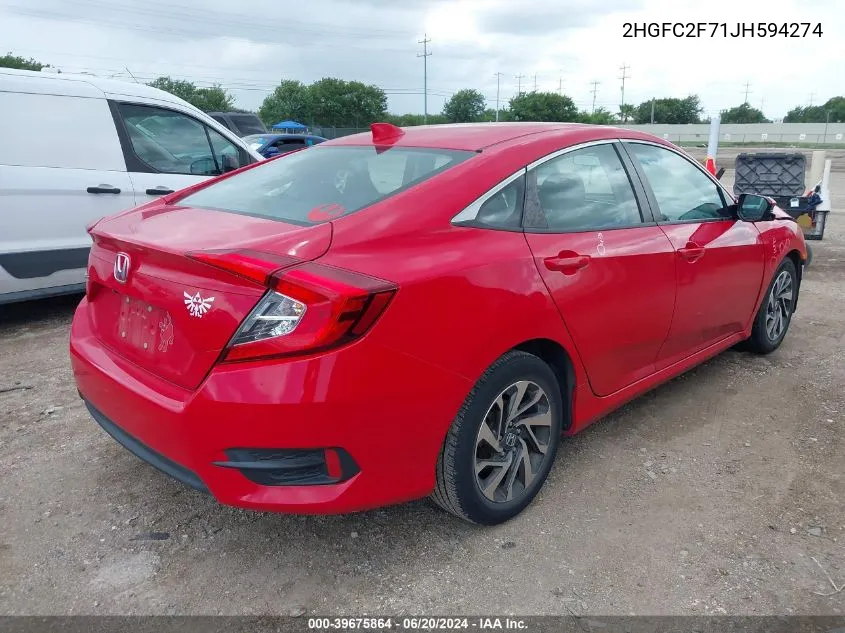 2018 Honda Civic Ex VIN: 2HGFC2F71JH594274 Lot: 39675864