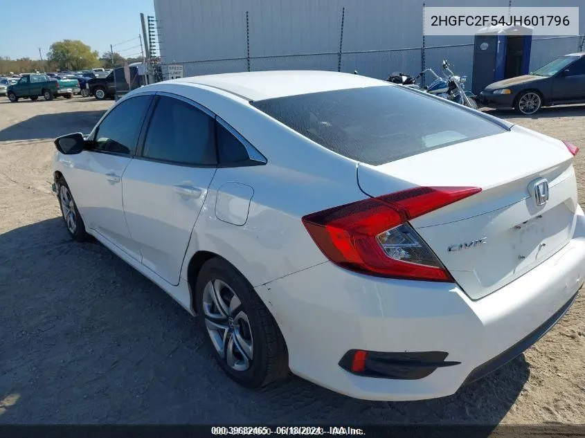 2018 Honda Civic Lx VIN: 2HGFC2F54JH601796 Lot: 39682465