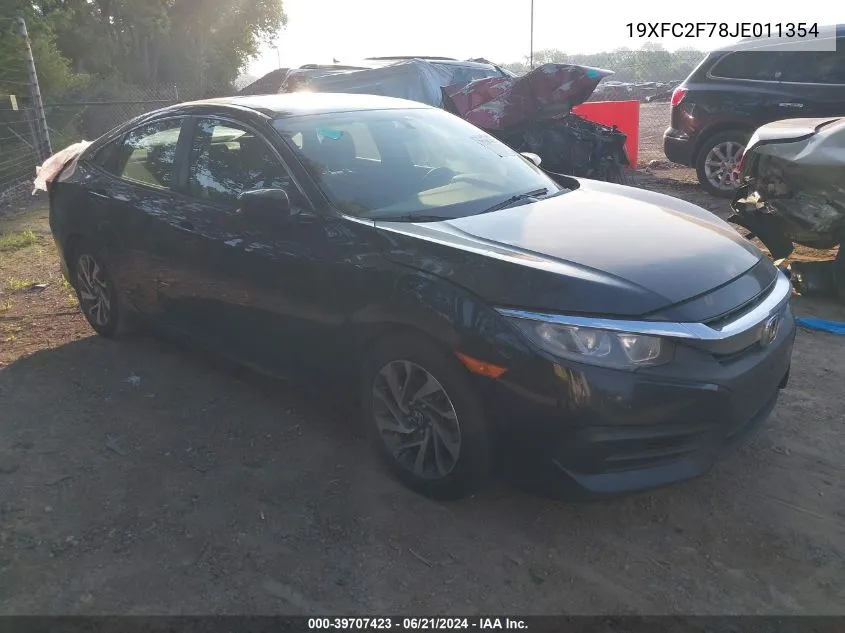 2018 Honda Civic Ex VIN: 19XFC2F78JE011354 Lot: 39707423