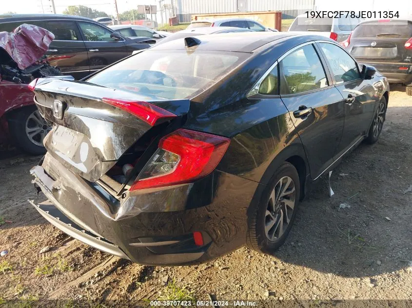 2018 Honda Civic Ex VIN: 19XFC2F78JE011354 Lot: 39707423