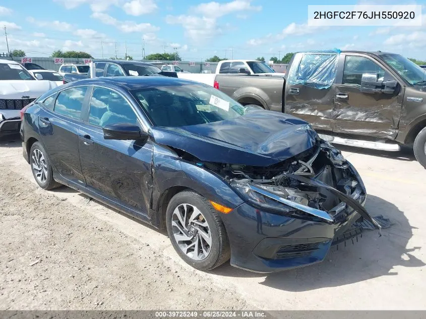 2HGFC2F76JH550920 2018 Honda Civic Ex