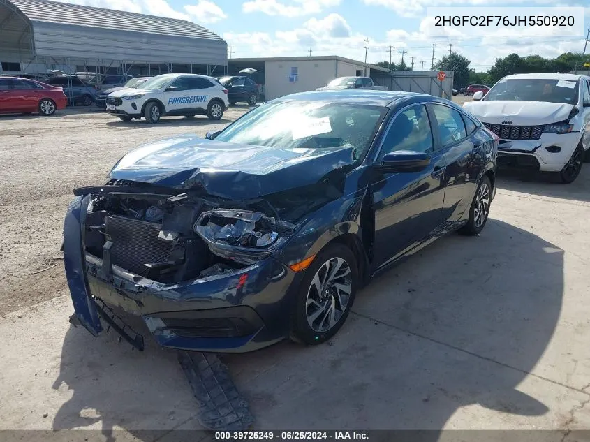 2018 Honda Civic Ex VIN: 2HGFC2F76JH550920 Lot: 39725249