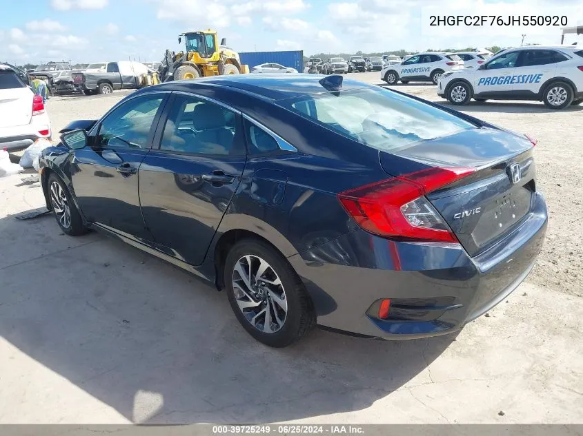 2HGFC2F76JH550920 2018 Honda Civic Ex