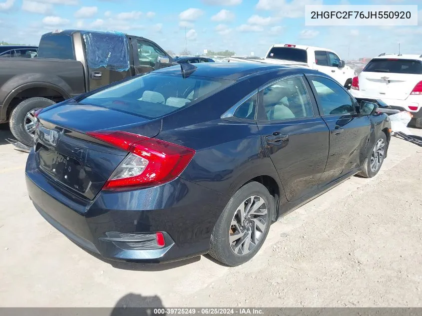 2018 Honda Civic Ex VIN: 2HGFC2F76JH550920 Lot: 39725249