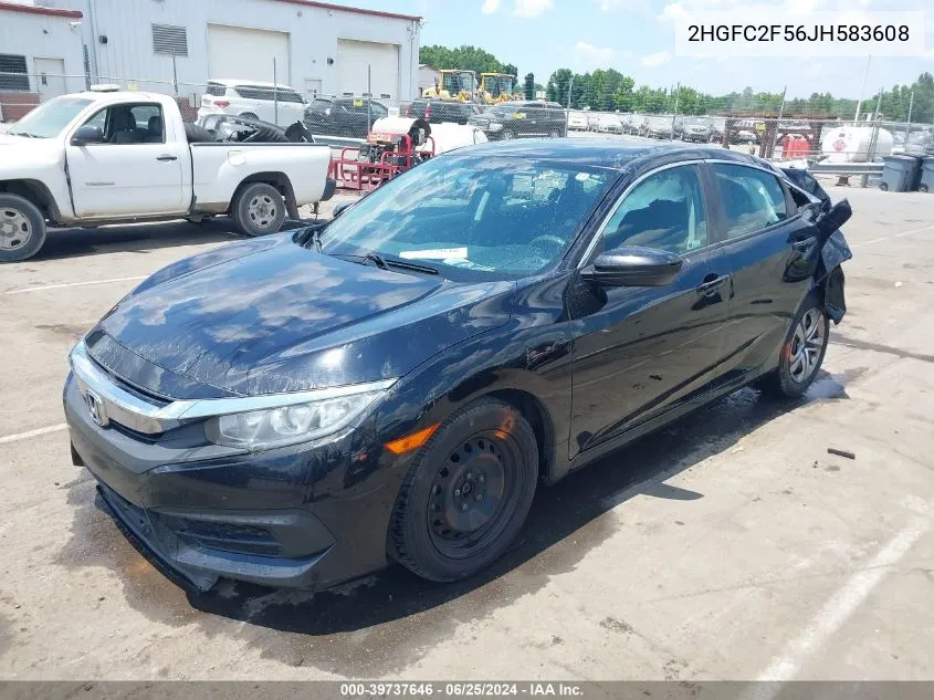 2018 Honda Civic Lx VIN: 2HGFC2F56JH583608 Lot: 39737646