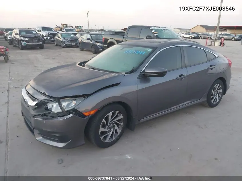 2018 Honda Civic Ex VIN: 19XFC2F7XJE003546 Lot: 39737841