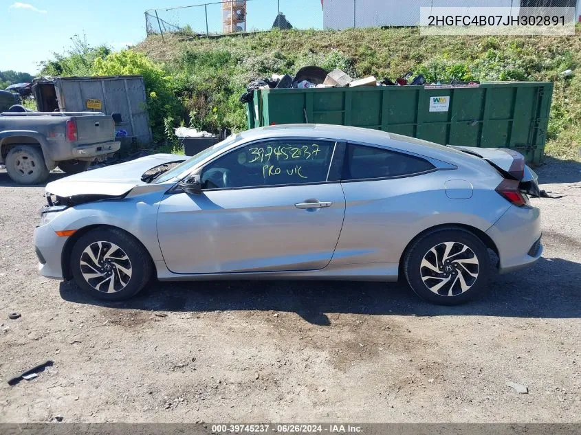 2018 Honda Civic Lx-P VIN: 2HGFC4B07JH302891 Lot: 39745237