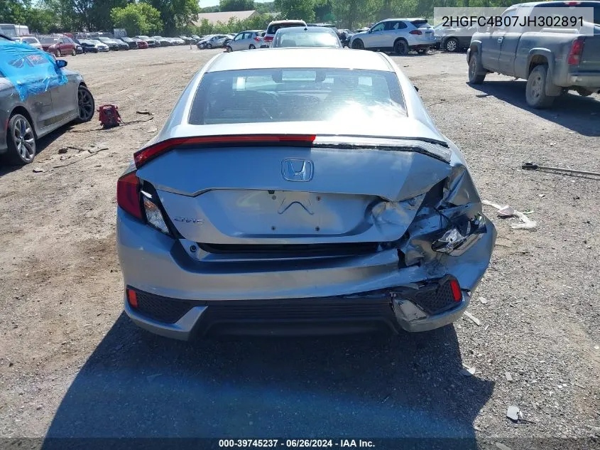 2HGFC4B07JH302891 2018 Honda Civic Lx-P