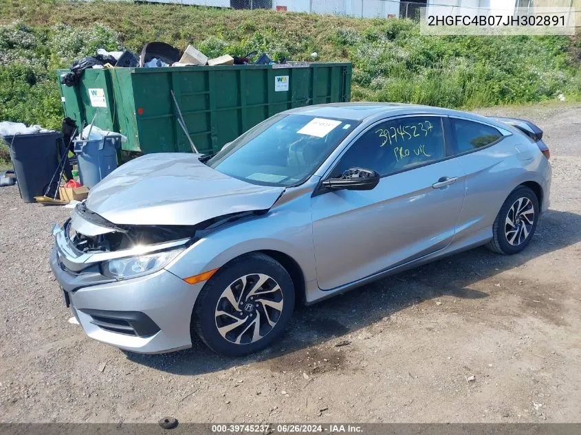 2018 Honda Civic Lx-P VIN: 2HGFC4B07JH302891 Lot: 39745237