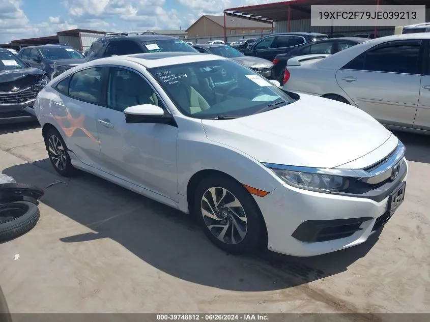 2018 Honda Civic Ex VIN: 19XFC2F79JE039213 Lot: 39748812