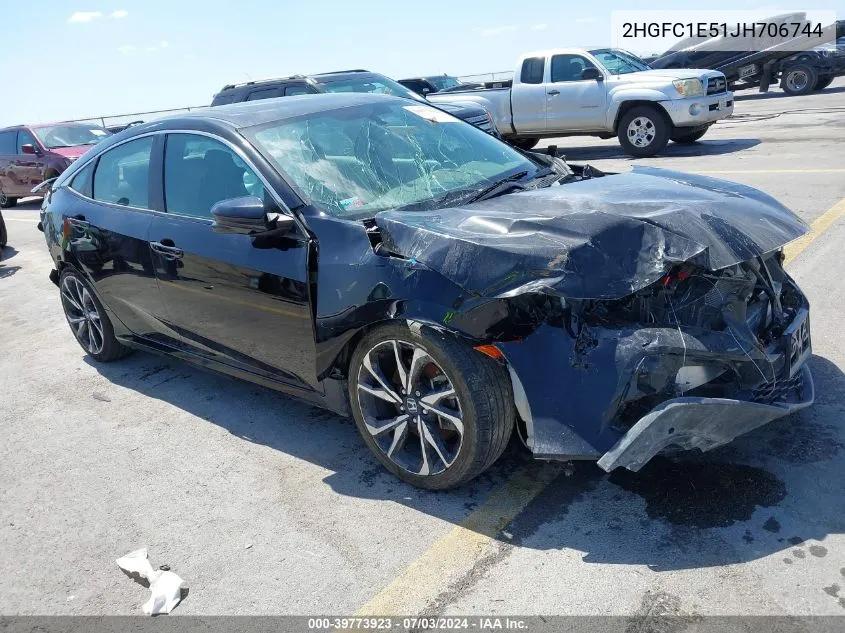 2018 Honda Civic Si VIN: 2HGFC1E51JH706744 Lot: 39773923