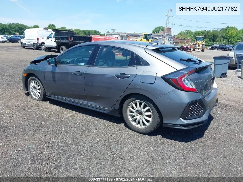 2018 Honda Civic Sport VIN: SHHFK7G40JU217782 Lot: 39777199