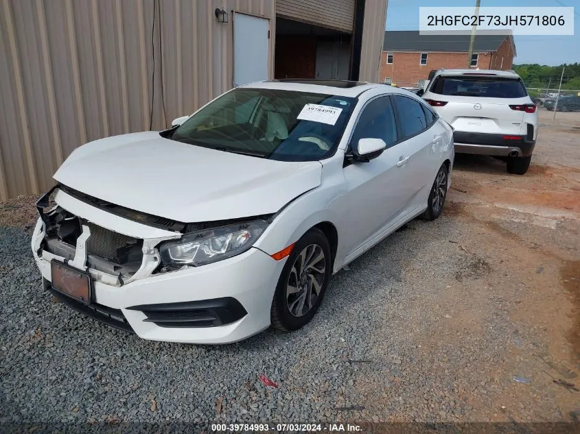 2018 Honda Civic Ex VIN: 2HGFC2F73JH571806 Lot: 39784993