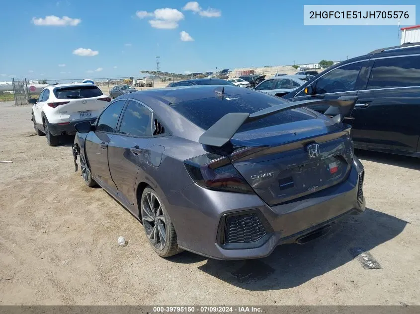 2018 Honda Civic Si VIN: 2HGFC1E51JH705576 Lot: 39795150