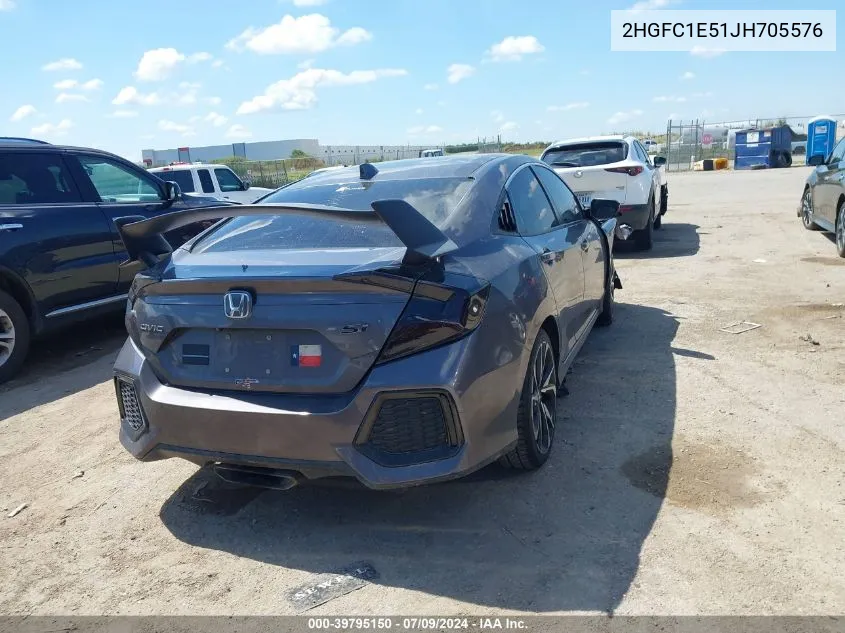 2018 Honda Civic Si VIN: 2HGFC1E51JH705576 Lot: 39795150