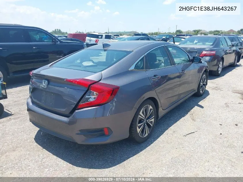 2018 Honda Civic Ex-T VIN: 2HGFC1E38JH643267 Lot: 39826929