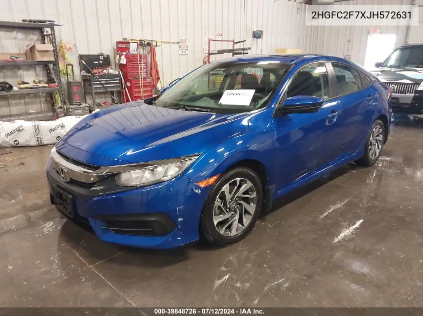 2018 Honda Civic Ex VIN: 2HGFC2F7XJH572631 Lot: 39848726