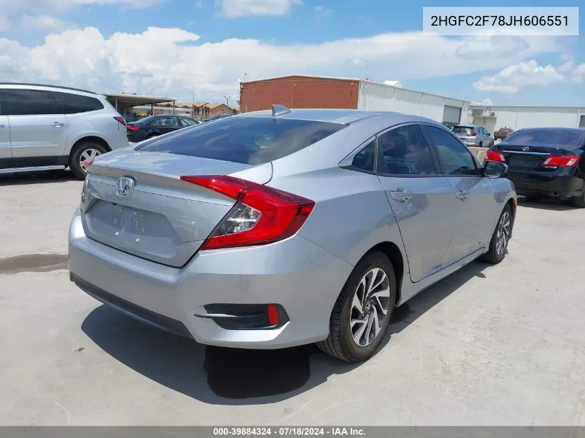 2018 Honda Civic Ex VIN: 2HGFC2F78JH606551 Lot: 39884324