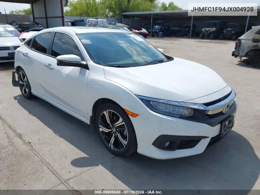 2018 Honda Civic Touring VIN: JHMFC1F94JX004928 Lot: 39899688