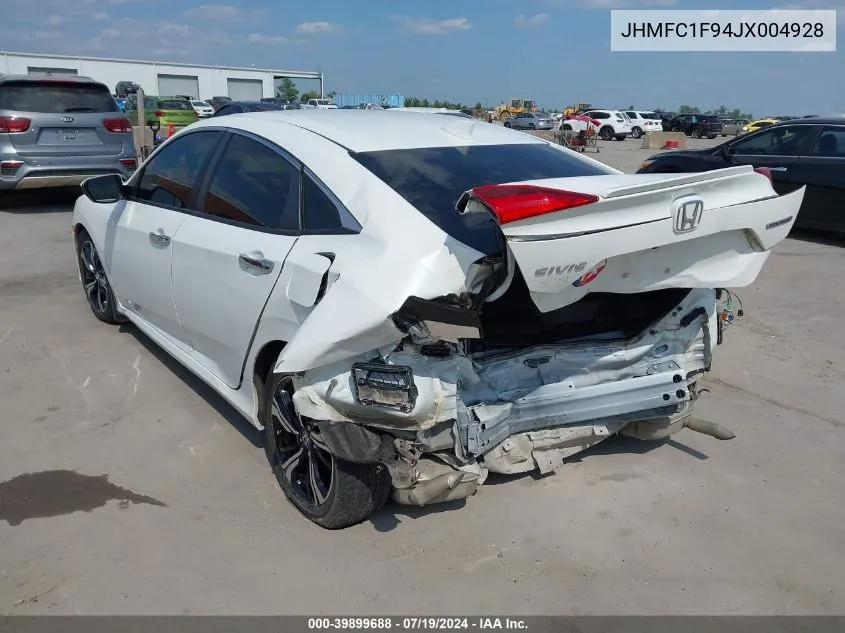 2018 Honda Civic Touring VIN: JHMFC1F94JX004928 Lot: 39899688