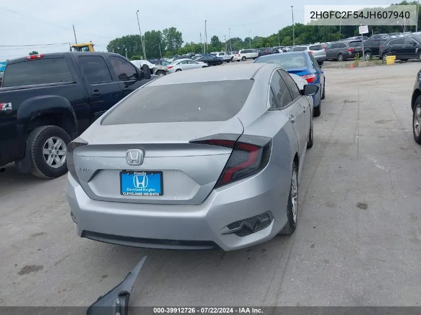 2018 Honda Civic Lx VIN: 2HGFC2F54JH607940 Lot: 39912726