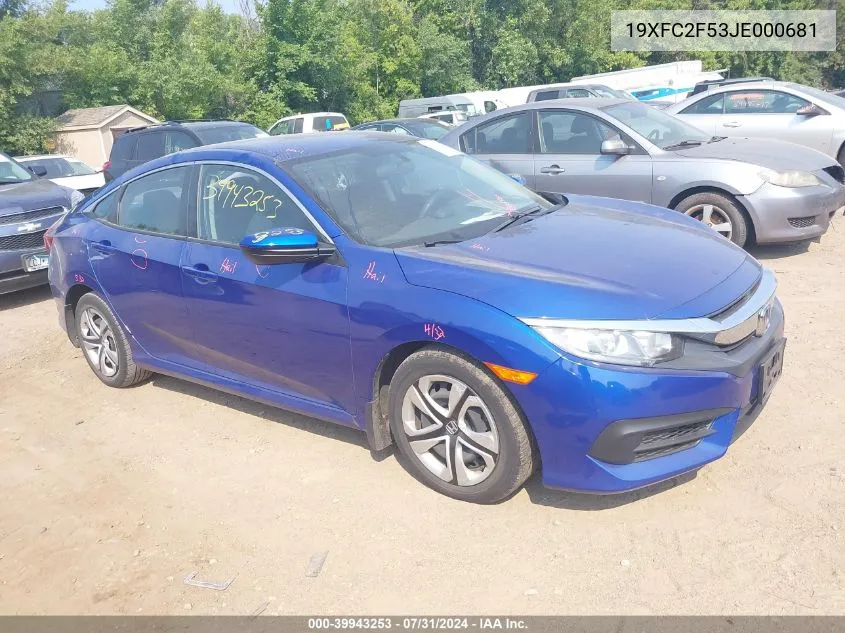 19XFC2F53JE000681 2018 Honda Civic Lx