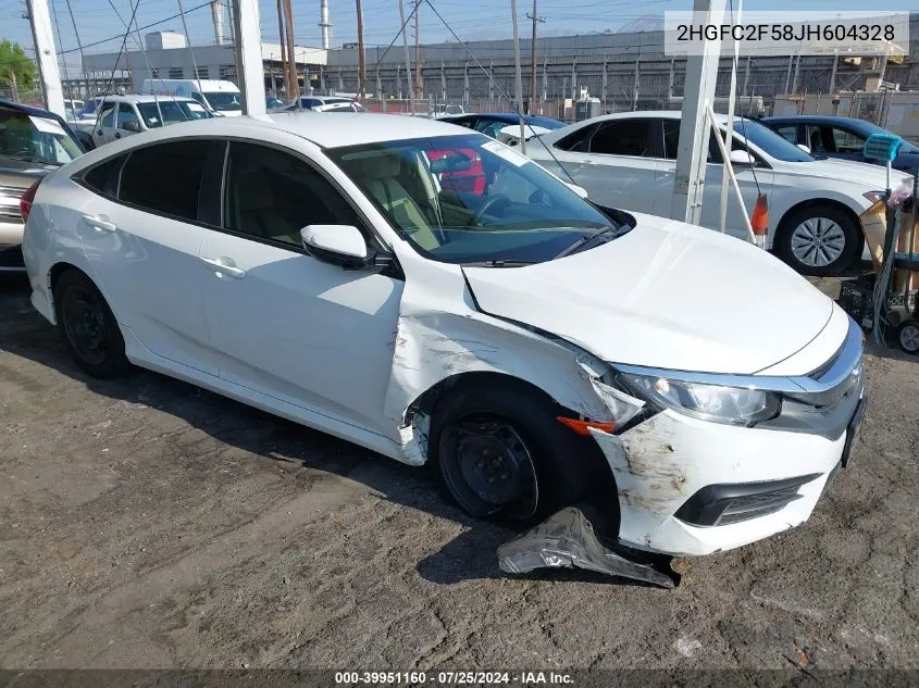 2018 Honda Civic Lx VIN: 2HGFC2F58JH604328 Lot: 39951160