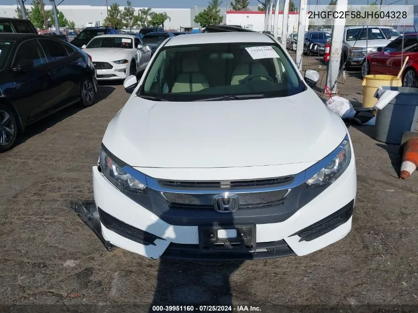 2018 Honda Civic Lx VIN: 2HGFC2F58JH604328 Lot: 39951160