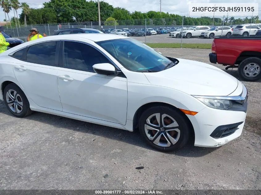 2018 Honda Civic Lx VIN: 2HGFC2F53JH591195 Lot: 39981777