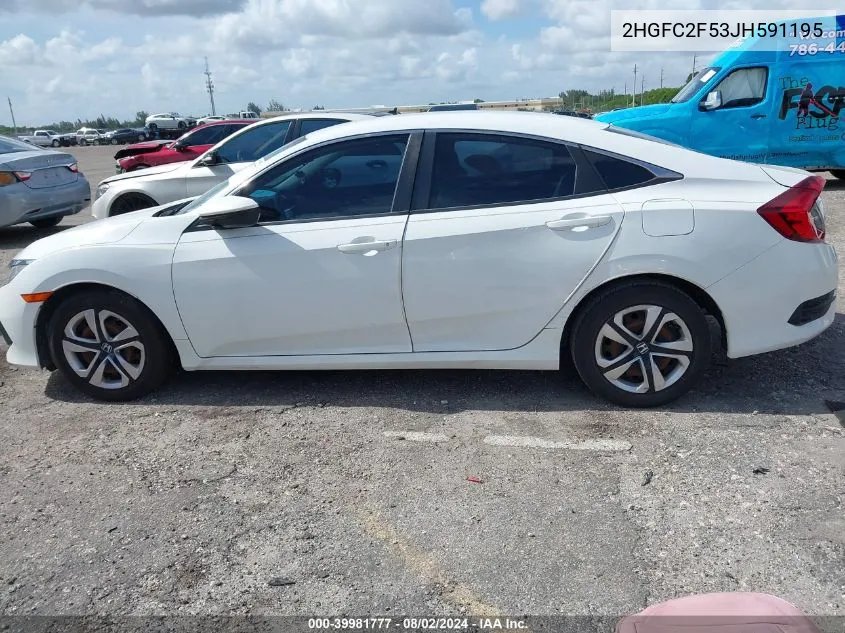 2018 Honda Civic Lx VIN: 2HGFC2F53JH591195 Lot: 39981777