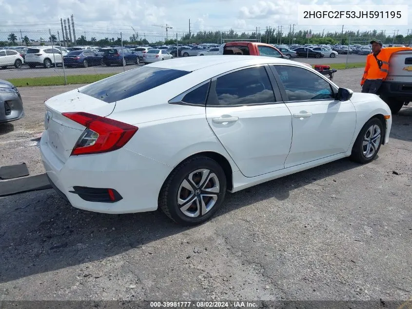 2018 Honda Civic Lx VIN: 2HGFC2F53JH591195 Lot: 39981777