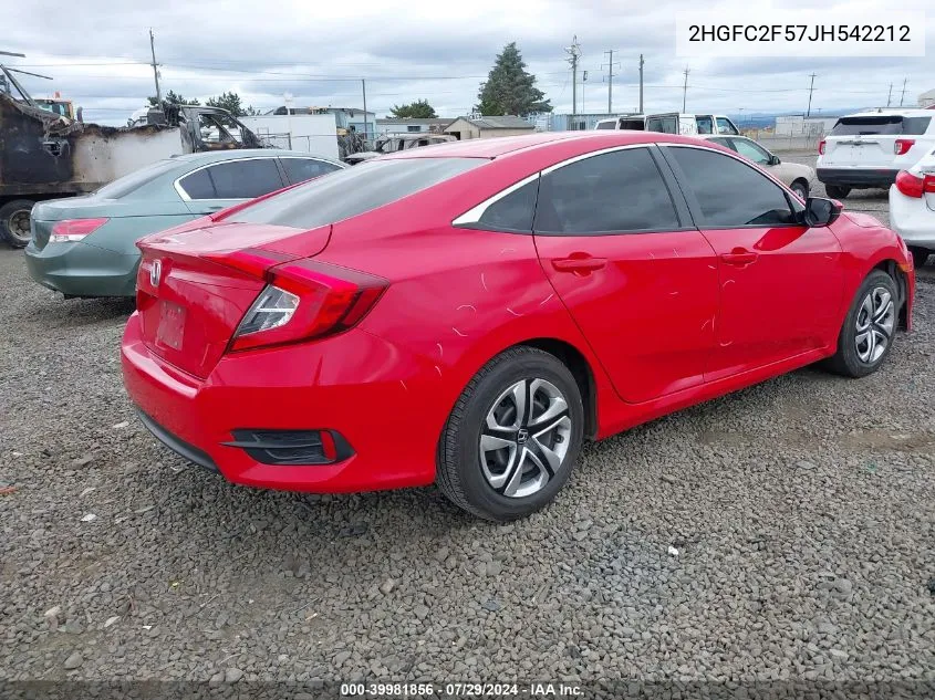 2018 Honda Civic Lx VIN: 2HGFC2F57JH542212 Lot: 39981856