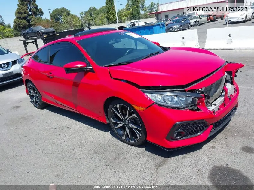 2018 Honda Civic Si VIN: 2HGFC3A58JH753223 Lot: 39985210