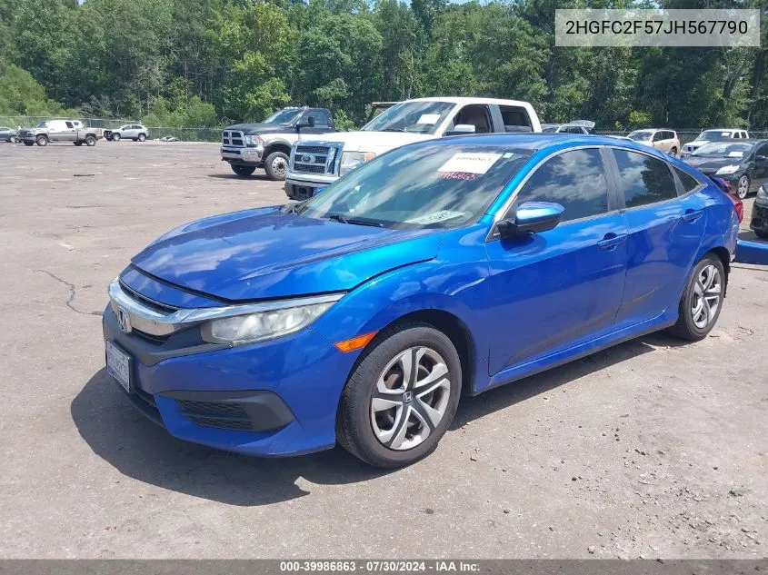 2018 Honda Civic Lx VIN: 2HGFC2F57JH567790 Lot: 39986863