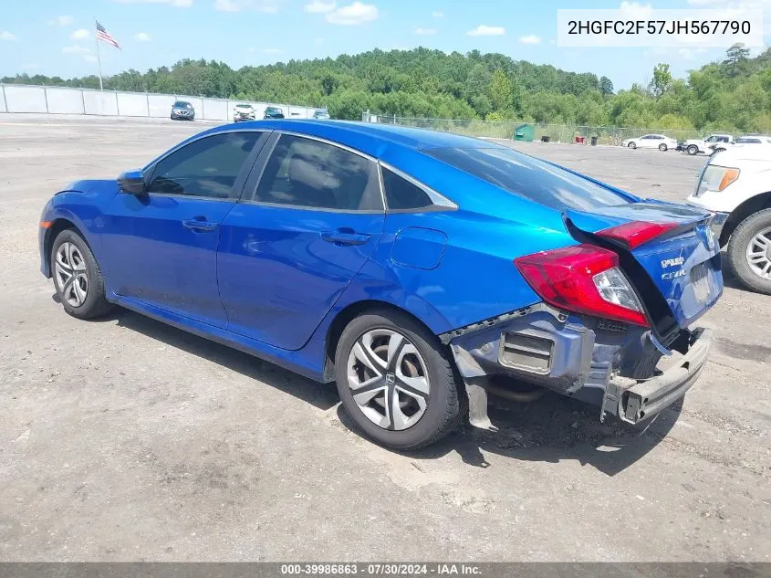 2HGFC2F57JH567790 2018 Honda Civic Lx