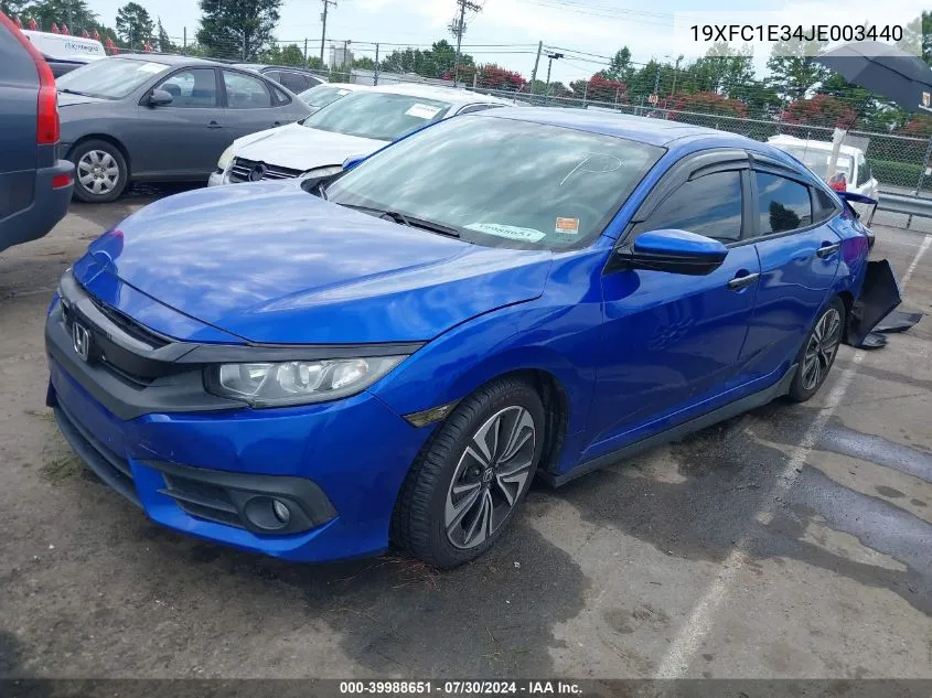 2018 Honda Civic Ex-T VIN: 19XFC1E34JE003440 Lot: 39988651