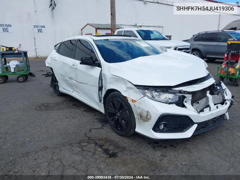 SHHFK7H54JU419306 2018 Honda Civic Ex