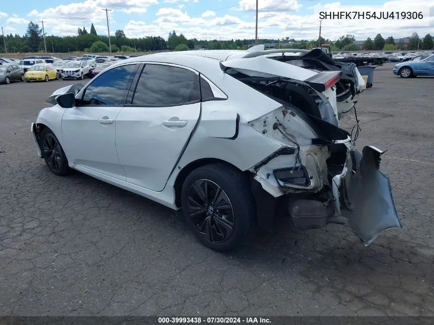 2018 Honda Civic Ex VIN: SHHFK7H54JU419306 Lot: 39993438