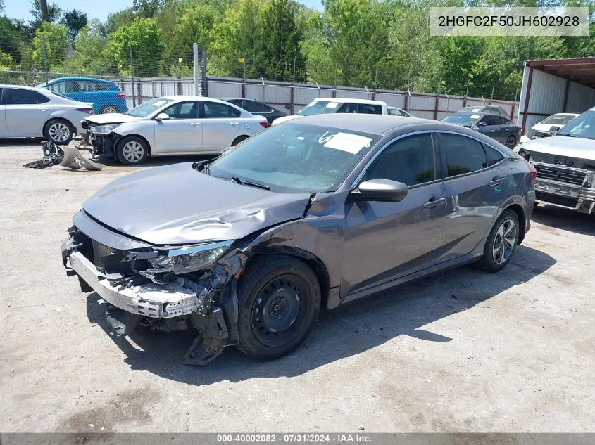 2018 Honda Civic Lx VIN: 2HGFC2F50JH602928 Lot: 40002082