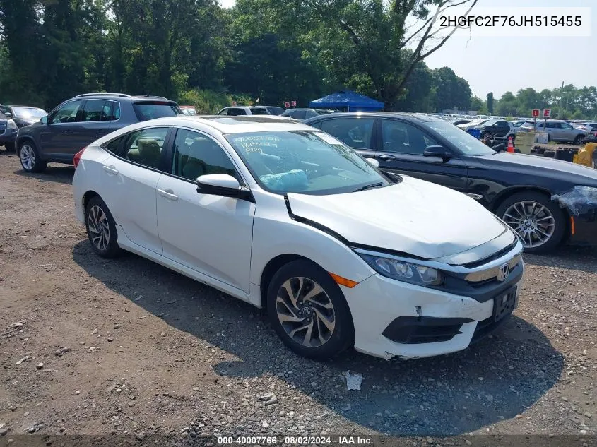 2018 Honda Civic Ex VIN: 2HGFC2F76JH515455 Lot: 40007766