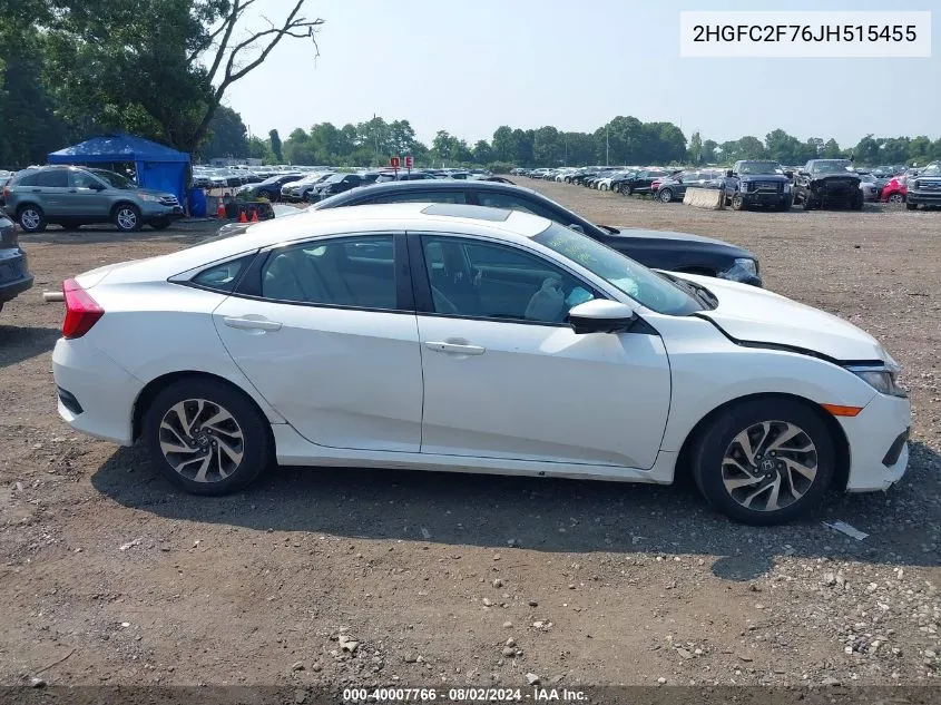 2018 Honda Civic Ex VIN: 2HGFC2F76JH515455 Lot: 40007766