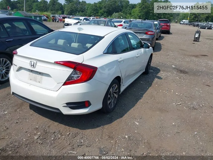 2018 Honda Civic Ex VIN: 2HGFC2F76JH515455 Lot: 40007766